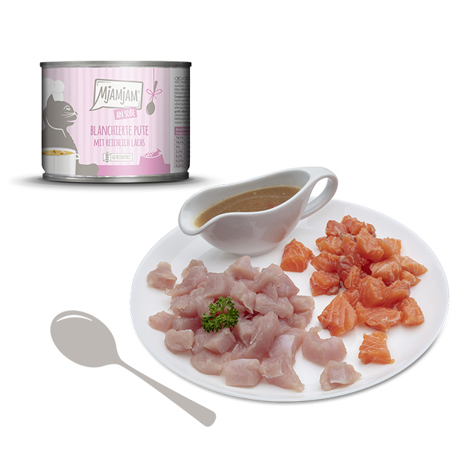 MjAMjAM – blanchierte Pute mit reichlich Lachs an Soße